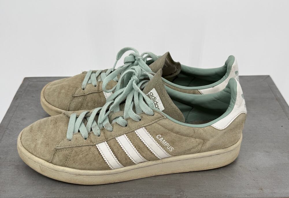 Adidas Campus Suede Sneakers Green White Men's 9.5 Women's 10.5 Casual Athletic